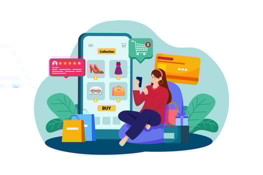 Girl Doing Online Shopping By Smartphone vector