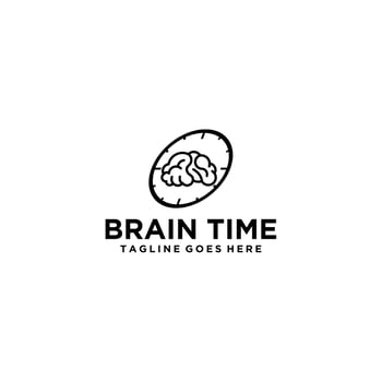 Brain time logo design vector
