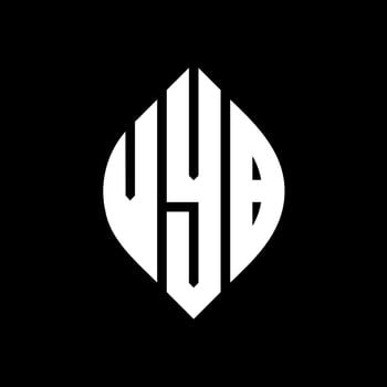 VYB circle letter logo design with circle and ellipse shape. VYB ellipse letters with typographic style. The three initials form a circle logo. VYB Circle Emblem Abstract Monogram Letter Mark Vector. vector