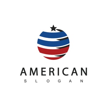 Circle stripes and stars USA American flags logo vector