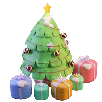 3D Illustration, Christmas tree and gifts, with star, can be used for web, app, infographic, advertising, etc png