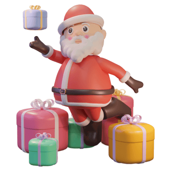 3d illustration merry Christmas, with Santa Claus and prizes, for web, app, infographic, advertising png