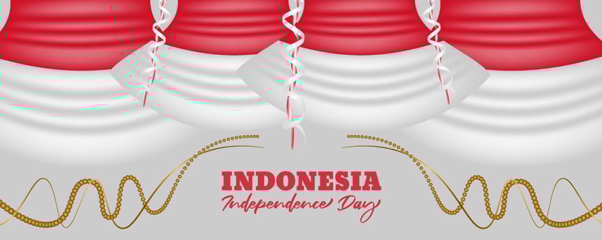 Indonesia independence day background with 3d flag-waving design vector
