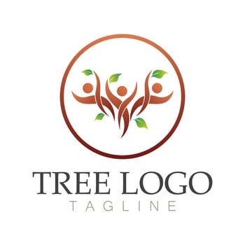 Tree logo icon vector illustration design.Vector silhouette of a tree templates of tree logo and roots  tree of life design illustration