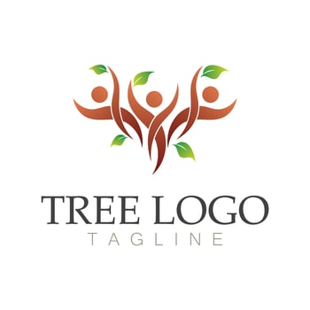 Tree logo icon vector illustration design.Vector silhouette of a tree templates of tree logo and roots  tree of life design illustration