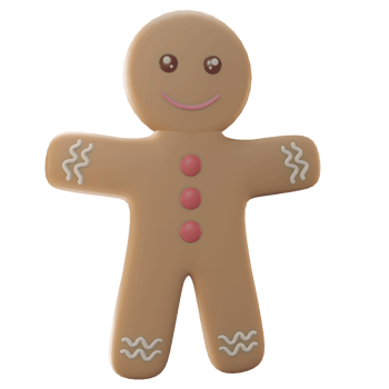 3D Illustration object, merry Christmas with gingerbread, use for web, app, celebration, advertising, etc png
