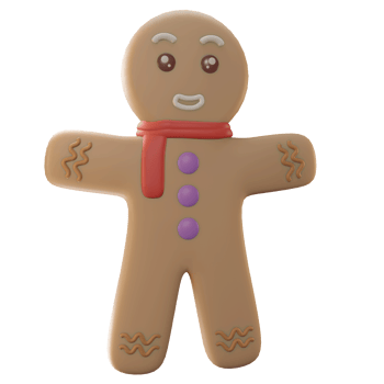 3D Illustration object, merry Christmas with gingerbread, use for web, app, celebration, advertising, etc png
