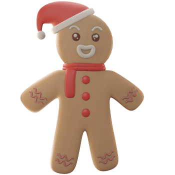 3D Illustration object, merry Christmas with gingerbread, use for web, app, celebration, advertising, etc png