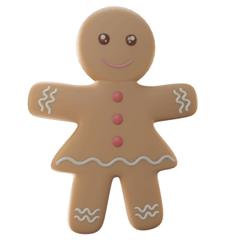 3D Illustration object, merry Christmas with gingerbread, use for web, app, celebration, advertising, etc png