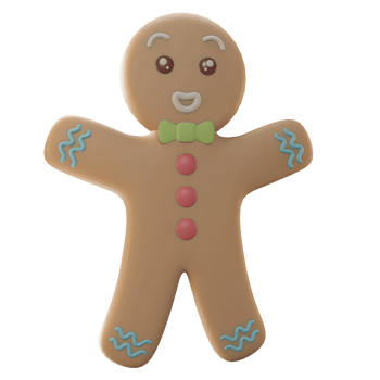 3D Illustration object, merry Christmas with gingerbread, use for web, app, celebration, advertising, etc png