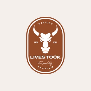 colored vintage badge with head cow livestock cattle logo design vector graphic symbol icon illustration creative idea