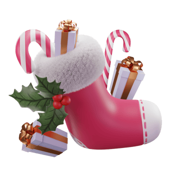 3D illustration of Christmas socks , use for web, app, infographic, print etc png