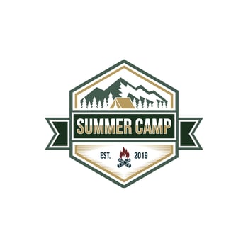 Summer Camp Badge Logo Vector Template