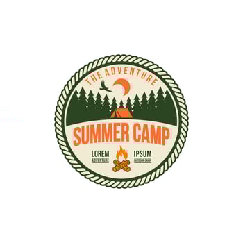 Summer Camp Badge Logo Vector Template
