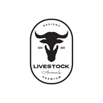 hipster badge with cow skull logo design vector graphic symbol icon illustration creative idea