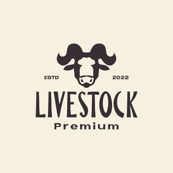 head livestock unique horn vintage logo design vector graphic symbol icon illustration creative idea