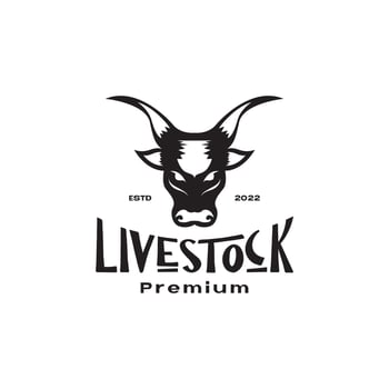 isolated vintage head cow flat logo design vector graphic symbol icon illustration creative idea