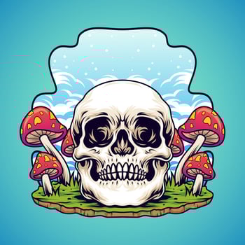 Trippy skull and mushroom vector