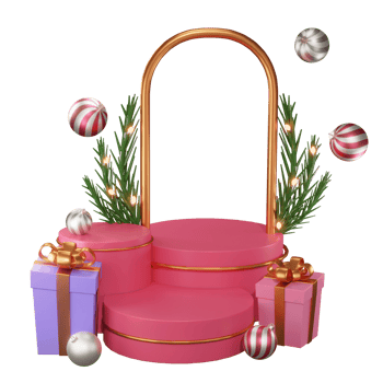 3D Illustration Merry Christmas, with podium, lamp, and prize box, used for web, app, banner, etc png