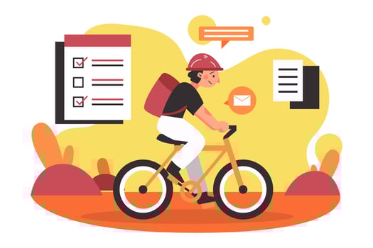 Worker Go To Office Using Bike Flat Illustration vector