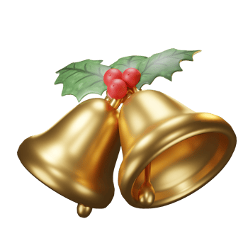 3D Illustration Christmas object, bell with Flower poinsettia, for web, app, infographic, etc png