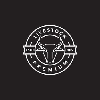 line head cow polygon badge logo design vector graphic symbol icon illustration creative idea
