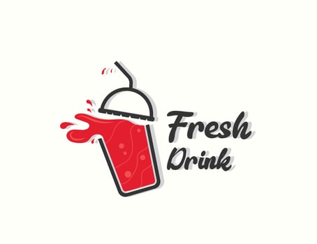 Drink cup soft drink logo design vector