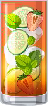 Pimm's cup cocktail in the glass vector