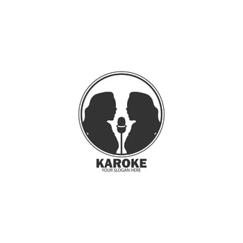 karoke girl black and white logo vector