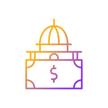 Federal financial support gradient linear vector icon. Financing of inclusive education. Special needs funding. Thin line color symbol. Modern style pictogram. Vector isolated outline drawing
