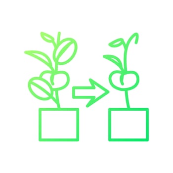 Withered plant gradient linear vector icon. Fading and wilting flowers and houseplants. Indoor gardening hobby. Thin line color symbol. Modern style pictogram. Vector isolated outline drawing