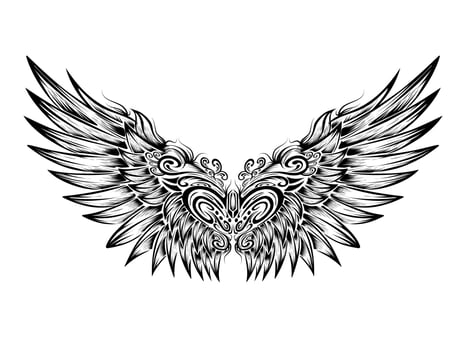 Angel wings vintage vector illustration