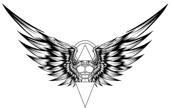 Angel wings vintage vector illustration