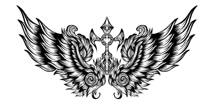 Angel wings vintage vector illustration