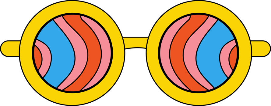 Retro 70s groovy element. Psychedelic hippie glasses png