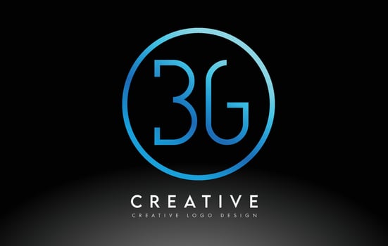 Neon Blue BG Letters Logo Design Slim. Creative Simple Clean Letter Concept. vector