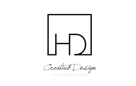 HD Square Frame Letter Logo Design with Black and White Colors. vector