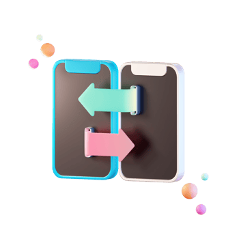 Smart phone Data transfer, 3d icon Illustration png