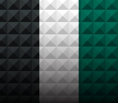Abstract square pyramid polygon pattern. Black, white and green box background. Geometric backdrop. triangke mosaic decoration. creative design template element. vector