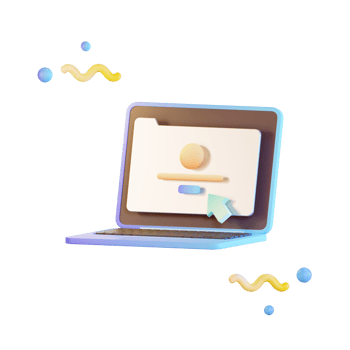 Online Browsing, with laptop 3d Illustration png