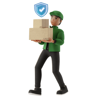 Delivery Service, with character, carry the box safely, 3d Illustration png