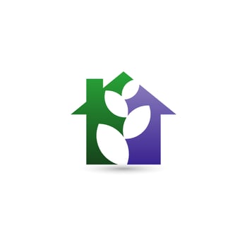 House icon. Green house icon. House and leaf vector design illustration. house simple sign.