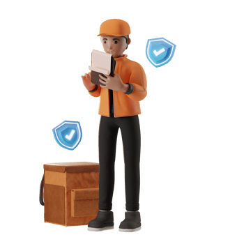 Delivery Service, with a character, holding data board, 3d Illustration png