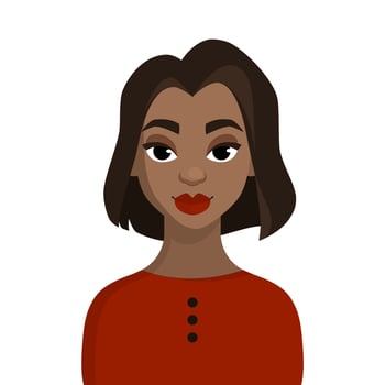 Cartoon portrait of a young woman with short hair vector