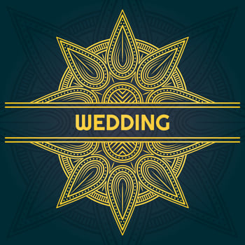 wedding ornament with golden flower petals. vintage, elegant, line, creative and ornament style. suitable for wedding invitation, decoration, flyer, poster, brochure and background vector