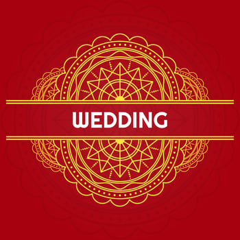 golden circle ornament with red background. vintage, elegant, line and creative style. suitable for wedding invitation, decoration, flyer, poster, brochure and background vector