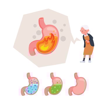 Sick character stomach ache vector