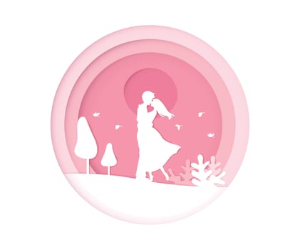 Vector illustration of Valentine day man and woman, paper cut style