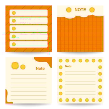 Set of square notepads with Sun vector