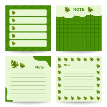 Set of square notepads with Monstera vector